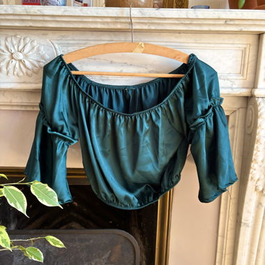 Dark emerald off-shoulder top