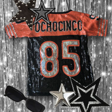 Tricot à paillettes Ochocinco ; haut de fête