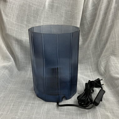 IKEA Mikroklin Tischlampe Strukturglas blau
