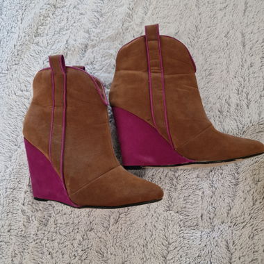 Stivaletti Western con zeppa marroni