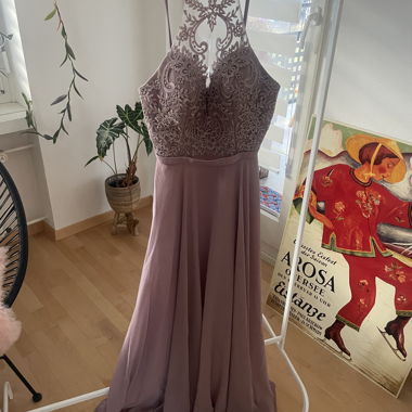 Robe de soirée longue lavande avec dentelle S