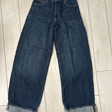 Wide-leg denim jeans low waist