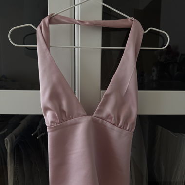 ZARA pink satin halter crop top S