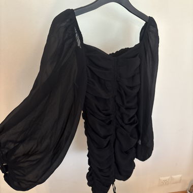 Black short dress with mesh sleeves