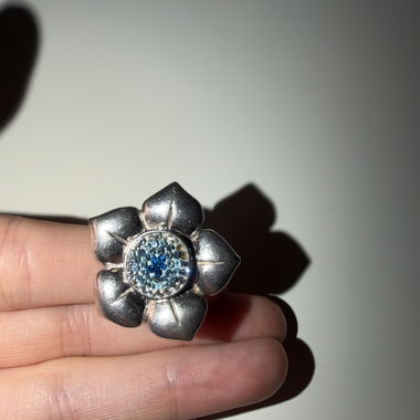 Silver-Colored Flower Ring
