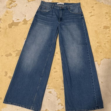 Wide Leg Jeans, Bershka, size 44, blue