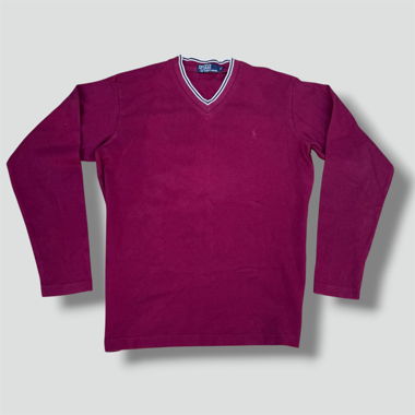 Bordeauxroter Polo Ralph Lauren V-Ausschnitt-Pullover