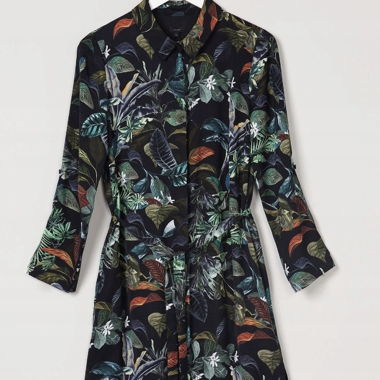 Midi shirt dress jungle print S/M