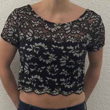 French-Connection-Spitzen-Bustier kurz schwarz