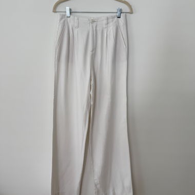Pantalon large beige en lin - STRADIVARIUS 
