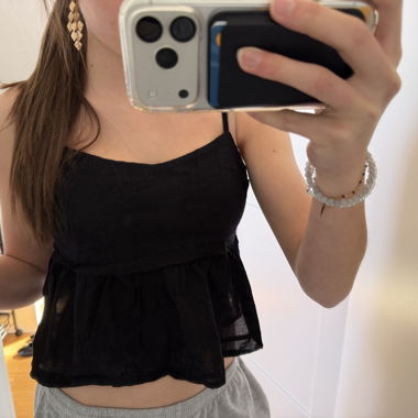 Black spaghetti-strap top