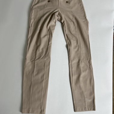 Beige faux leather trousers