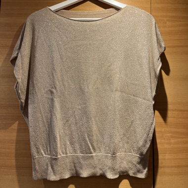 Glitzer Oberteil Beige