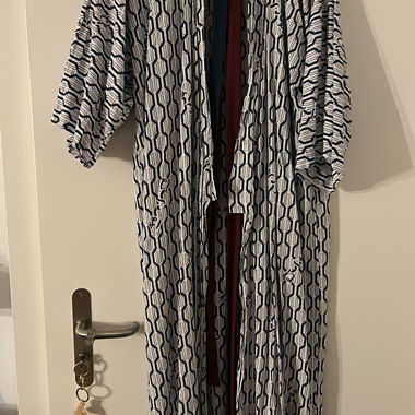 Patterned morning robe with belt from Japan