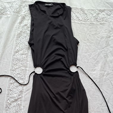 Long black dress with back neckline