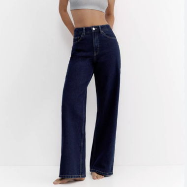 Pull&Bear - Wide-leg Blue Denim Jeans - Size 38