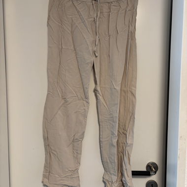 Beige Fabric Pants