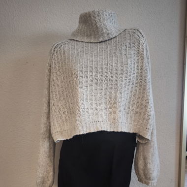 Beige Knit Cropped Sweater