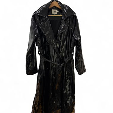 Beymen Club black faux leather trench coat