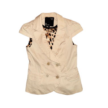beige ärmellose weste mit leoprdenfutter