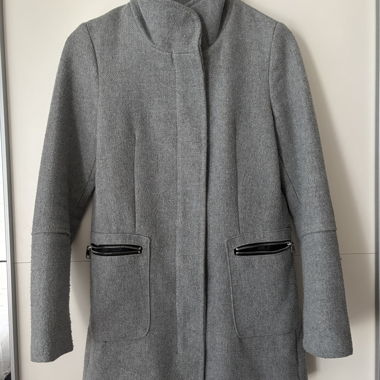 Bershka grey wool-look coat, size S