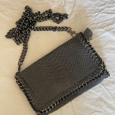 Grey Leather Crossbody Bag