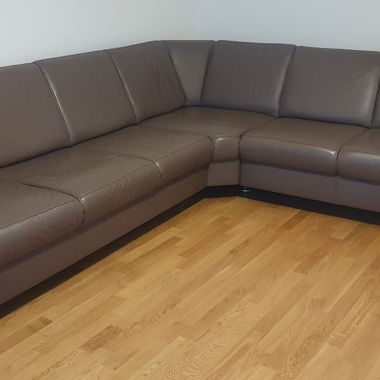 Brown leather corner sofa