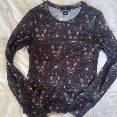 T-shirt manches longues transparent avec imprimé de chats