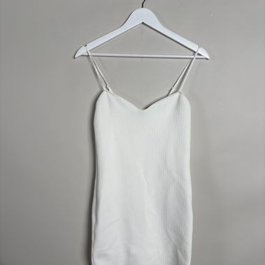 MNG White Ribbed Slip Dress