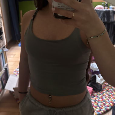 Grau meliertes Crop-Top