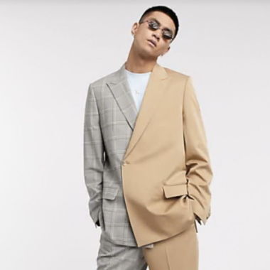JadedLondon Herrenanzug Bicolor grau/beige Gr. M/L