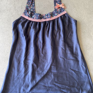 navy blue & pink floral babydoll top