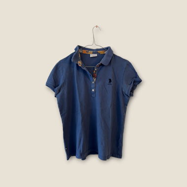 Polo t-shirt blue with flowers