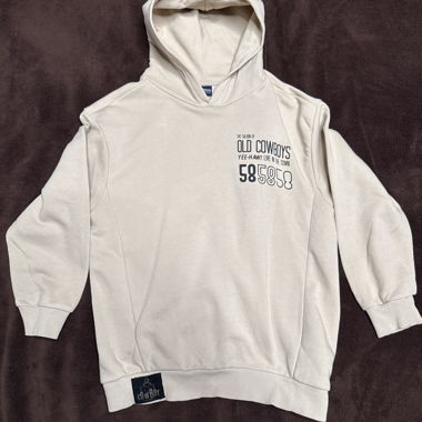 Sweat à capuche beige pour enfant "Old Cowboys" taille 134-140