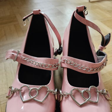 Chaussures à plateforme Mary Jane roses
