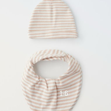 Cap and striped bib set