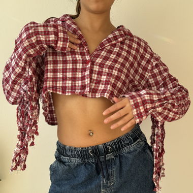 Upcycled caro blouse