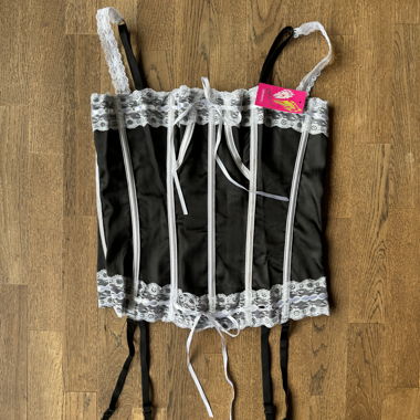 Black-and-White Lace Corset Top