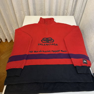Pull Balenciaga Red Quarter Zip BB