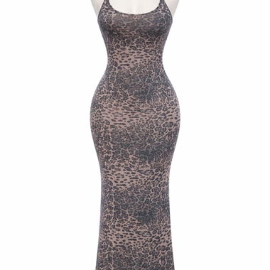 Langes Kleid mit Leopardenmuster