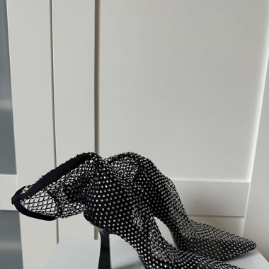 Mango Black Rhinestone Mesh Heels