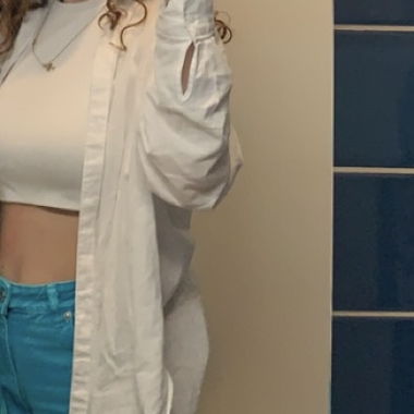 Jeans a vita alta dritti turchese