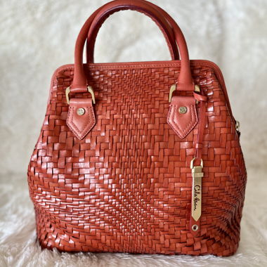 Sophisticated Woven Leather Bag, Red, Cole Haan