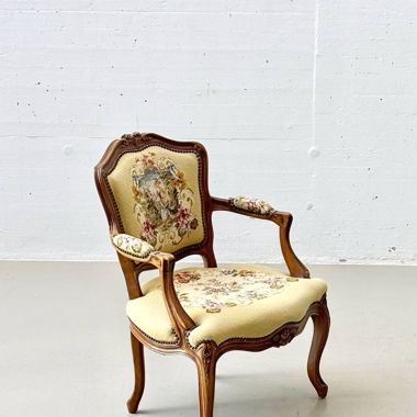 1x Poltrona Biedermeier con braccioli in stile Rococò