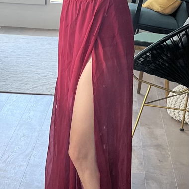 Transparentes Lenges Rote Kleid