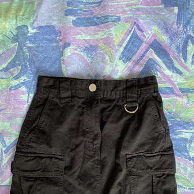 Black cargo miniskirt