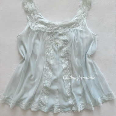 Shadowline Blue Nylon Babydoll Size S/M