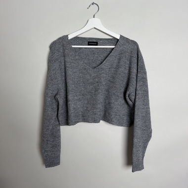 Grey Knit Cropped Sweater