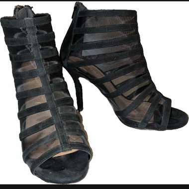 Sandales à talon en mesh noir