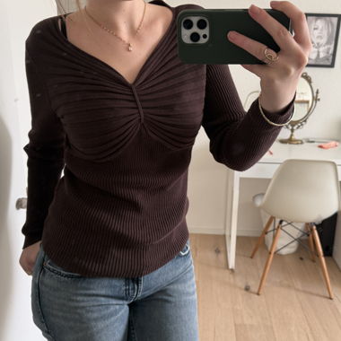 top vintage brun avec fronces